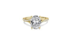18K Yellow Gold Oval Cut Crystal Ring Made With Crystals From Swarovski