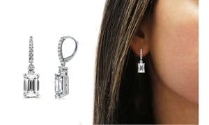 Emerald Cut Crystal Leverback Back Earrings Made With Crystals From Swarovski