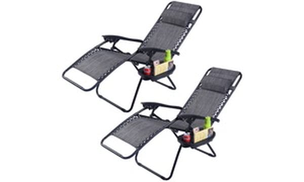 Costway 2PC Folding Zero Gravity Reclining Lounge Chairs-Six Colors Beach Patio