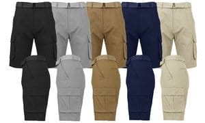 Men's Cotton Flex Stretch Cargo Shorts With Belt (Sizes, 30-40)