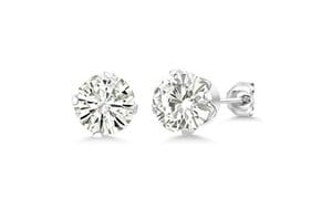 White Gold Plated Round 1.20ct Created Moissanite Stud Earrings.