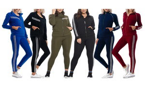 Women's 3 Piece Tracksuit Sets - Track Jacket Top W/ Racerback Tank & Legging