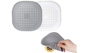 Square Hair Drain Cover for Shower Silicone Hair Stopper with Suction Cup 