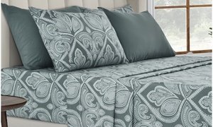 1800 Egyptian Quality Hypoallergenic Microfiber 6pc Paisley Sheet Set -Lux Decor