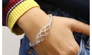 Diamond Cut Braided Cuff Bangle