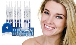 3D Teeth Whitening Gel Kit - 10 Gel Syringes, LED Light, & Mouth Trays