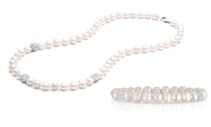 Genuine Freshwater Pearl Bracelet or Necklace With Crystals From Swarovski