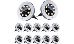 8 LED Solar Ground Lights Outdoor Solar Disk Lights Waterproof In-Ground Lights