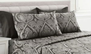 Lux Decor Luxury Ultra Soft 6 Piece Paisley Printed Bed Sheets Set Deep Pocket