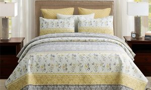 JML Quilt Set 3-Piece Bedspread With 2 Pillow Shams, Soft & Lightweight Coverlet