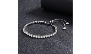 14K White Gold Plated Adjustable Tennis Bracelets with crystals from Swarovski