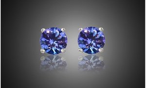 1 or 2 Pairs Tanzanite Round or Oval Cut Studs By Valencia Gem 