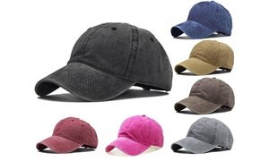 Unisex Washed Dyed Cotton Adjustable Solid Baseball Cap