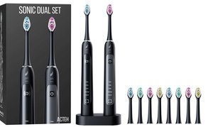 Acteh Sonic Toothbrush Set with 5 Modes, 2-Min. Timer, Charging Base and 8 heads