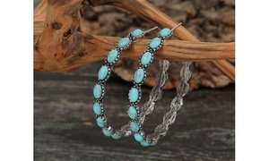 Hoop Earrings, Turquoise Earrings for Women