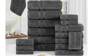 Bibb Home 18 Piece Zero Twist Egyptian Cotton Towel Set