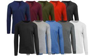 4-Pack Galaxy By Harvic Men's Waffle-Knit Classic & Henley Thermal Shirts S-2XL