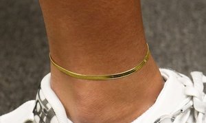Italian 18K Yellow Gold Herringbone Anklet