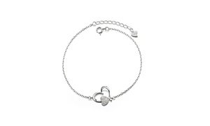 Heart Anklet with crystals from Swarovski in 18K White Gold