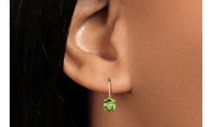 2.00 CTTW Genuine peridot Leverback Earrings in 18k Yellow gold