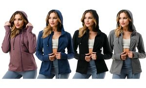 Women's Active Zip-Up Workout Hoodie Track Jacket Warmup Top W/ Thumbhole S-3XL