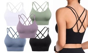 Women's Sports Bra Top Wire Free with Criss Cross Back for Workout and Yoga 