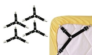 4 PCS Triangle Suspenders Gripper Holder Straps Clip for Bed Sheets Mattress