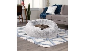 FurHaven Calming Cuddler Long Fur Donut Dog Bed 