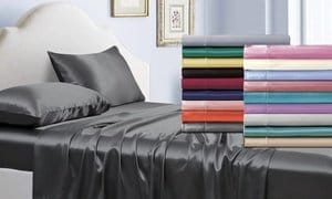 Bibb Home Silky Satin 4 Piece Sheet Set