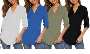 Haute Edition Women's Solid 3/4 Roll Sleeve Tunic Top