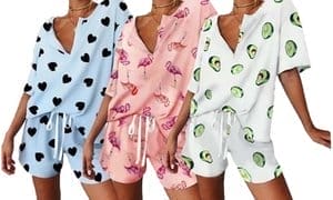 Leo Rosi Women's Khloe Printed Short Sleeve & Shorts Comfy Lounge Set (2-Piece)