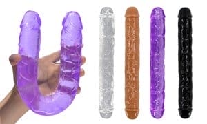 Extra Long 15 inch Double Sided Realistic Dildo Dong Flexible Jelly Sex Toys