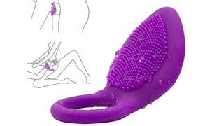 10 Speeds Brush Clitoral Vibrator with C-ring Sex Toy for Couples Solo Play 