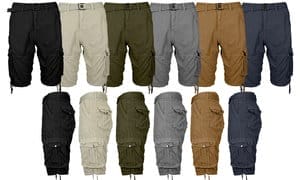 Men's Distressed Cotton Cargo Belted Shorts (Sizes, 30-42)