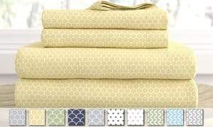 Merit Linens Premium Geometric Inspired Ultra Soft 4 Piece Bed Sheet Set