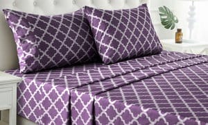 Lux Decor 4pc Deep Pocket Microfiber Printed Bed Sheet Set Quatrefoil Pattern