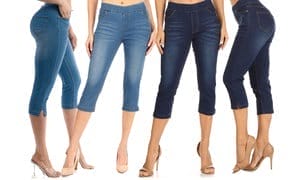 Women's Pull-On Stretch Denim Jean Capri Jeggings Plus Size Available