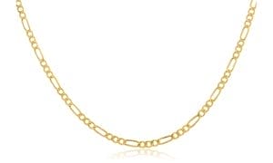 Italian Figaro Chain Necklace in 14K Solid Gold Hollow by Moricci