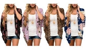 Women's Summer Kimono Cardigan Cover Up in Leopard and Floral by Haute Edition