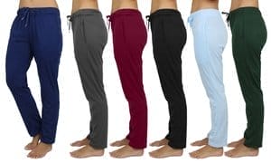 (3-Pack) Women's Lightweight Loose Fitting Basic Lounge Pants Sizes Small-Medium