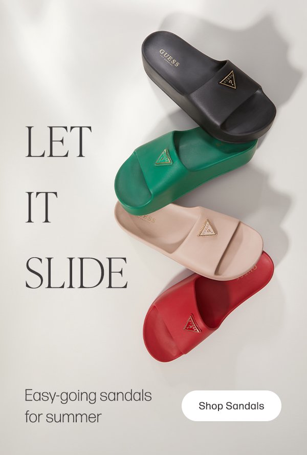 image of four different colored pool slide sandals for women | Shop Sandals>