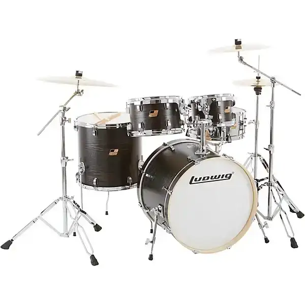 Ludwig BackBeat Elite 5-Piece Complete Drum Set With 22in Bass Drum, Hardware and Cymbals Midnight Gr