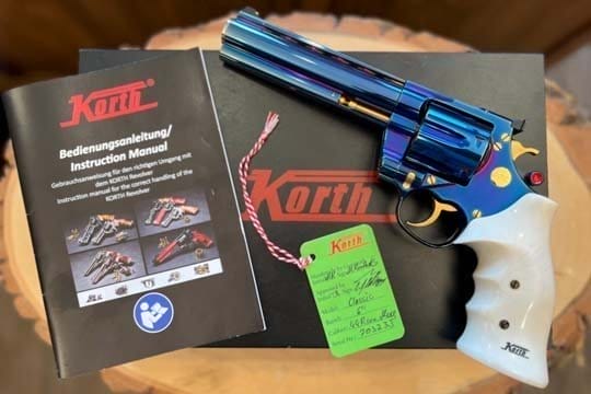 Korth (Nighthawk) Classic High Polish Blue Dlc Gold Trigger 6" Bbl .44mag