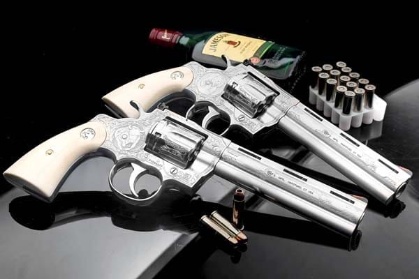 Bull and Bear Wall Street Set of Hand Engraved Pythons (Two Guns+extras)