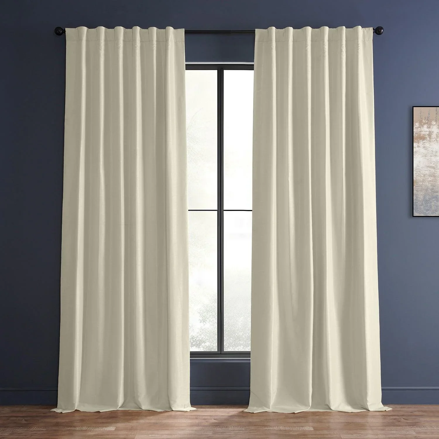 Image of Off White Vintage Textured Faux Dupioni Silk Curtain