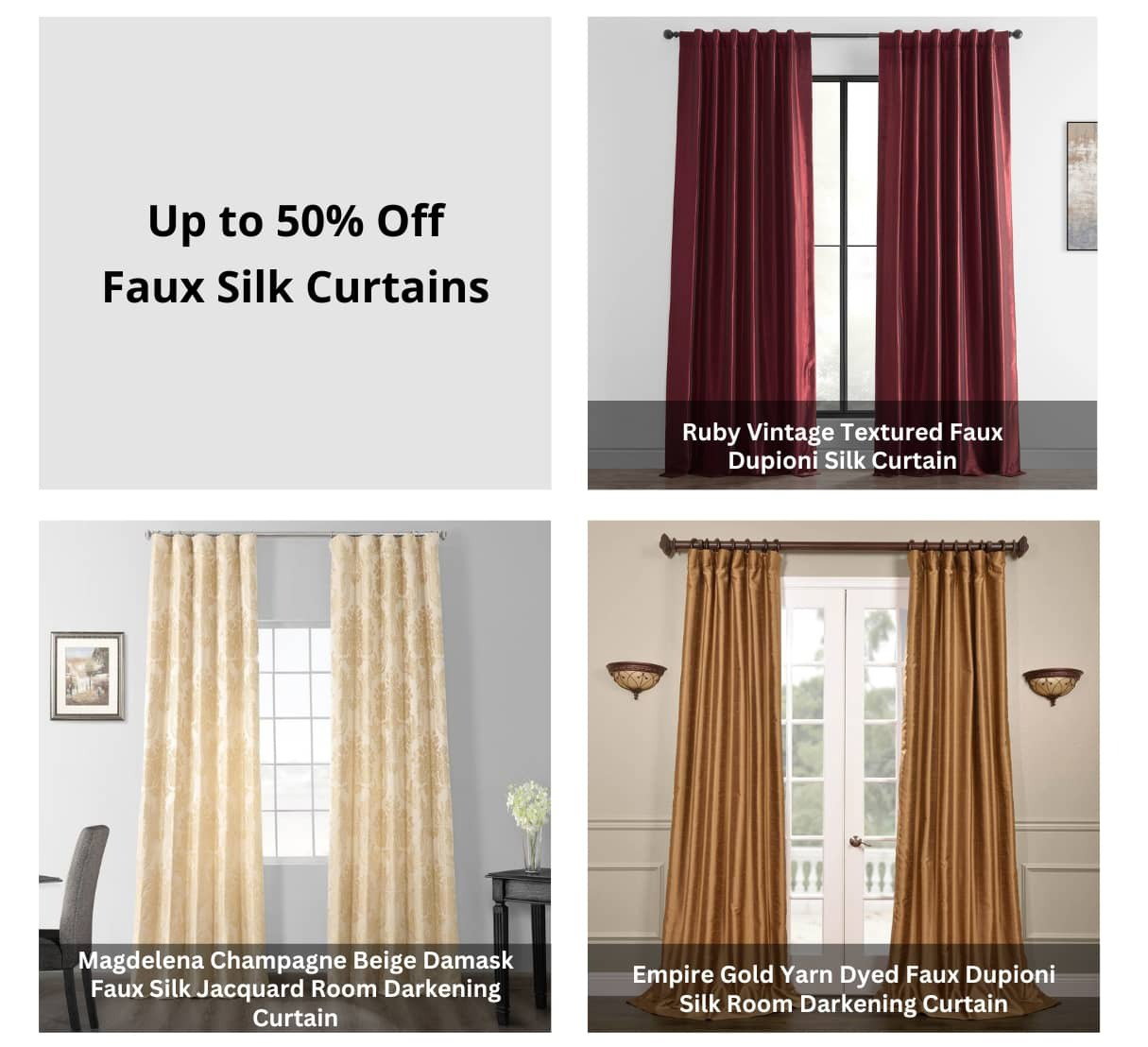 Up to 50% Off Faux Silk Curtains