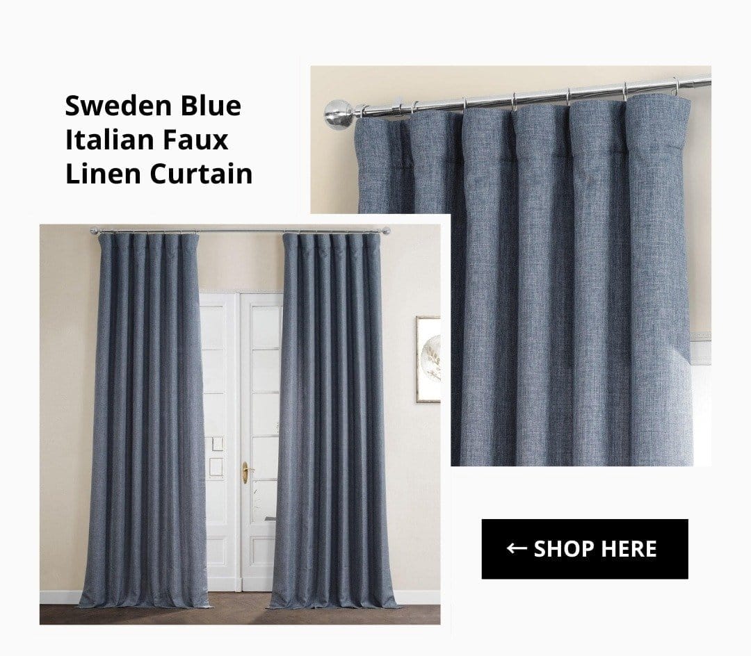 Sweden Blue Italian Faux Linen Curtain