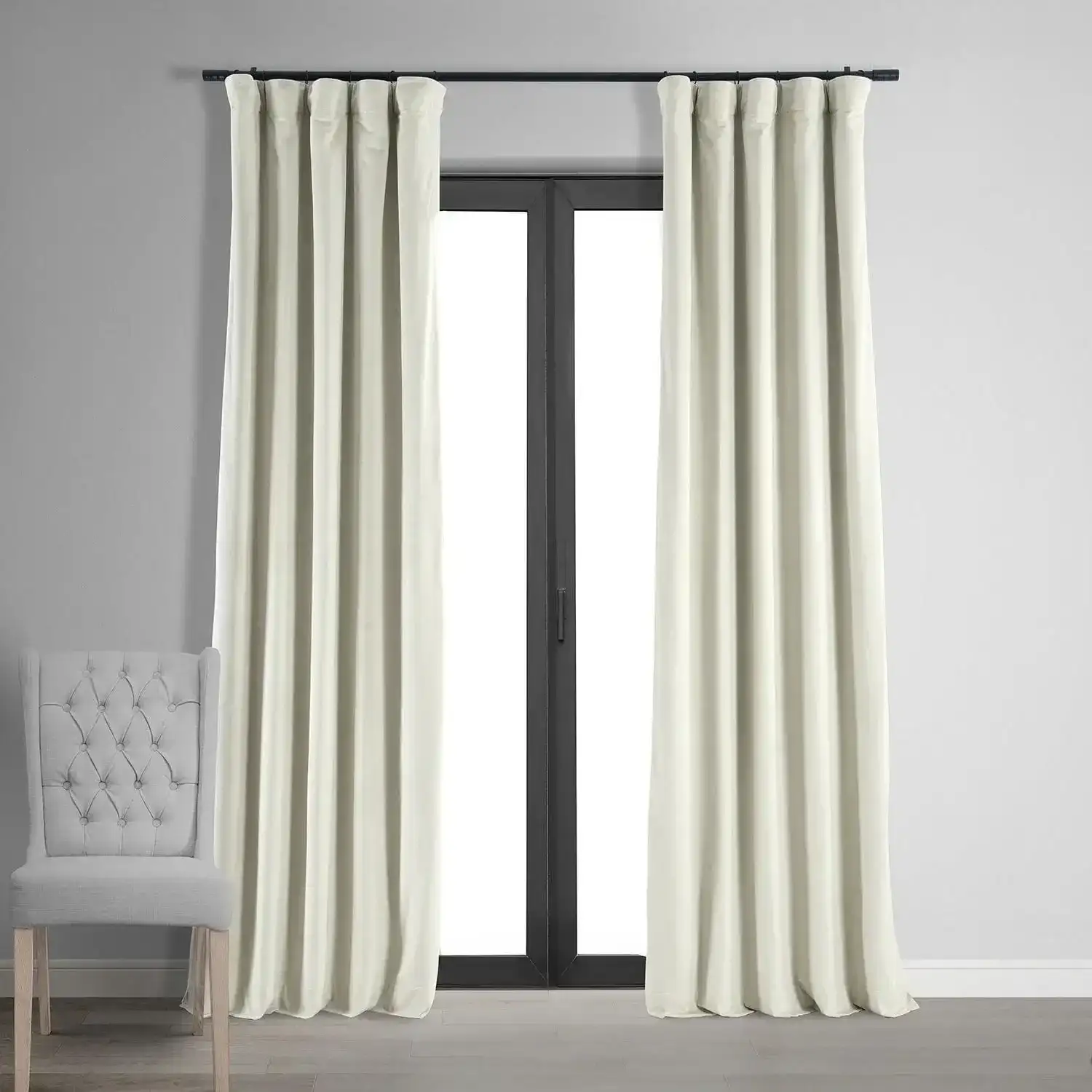 Image of Porcelain White Signature Velvet Blackout Curtain