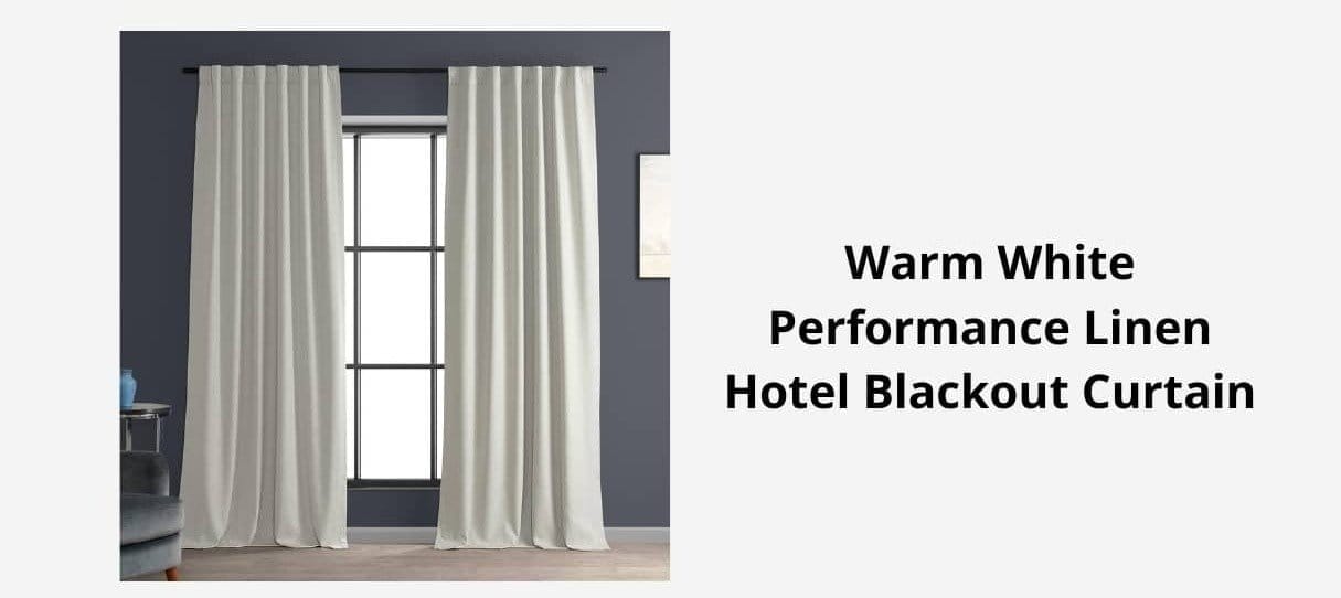 Warm White Performance Linen Hotel Blackout Curtain