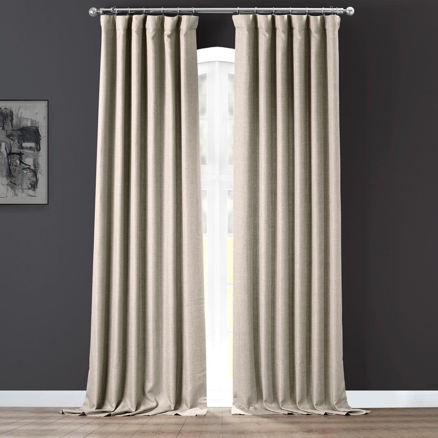Image of Fossil Grey Italian Faux Linen Curtain